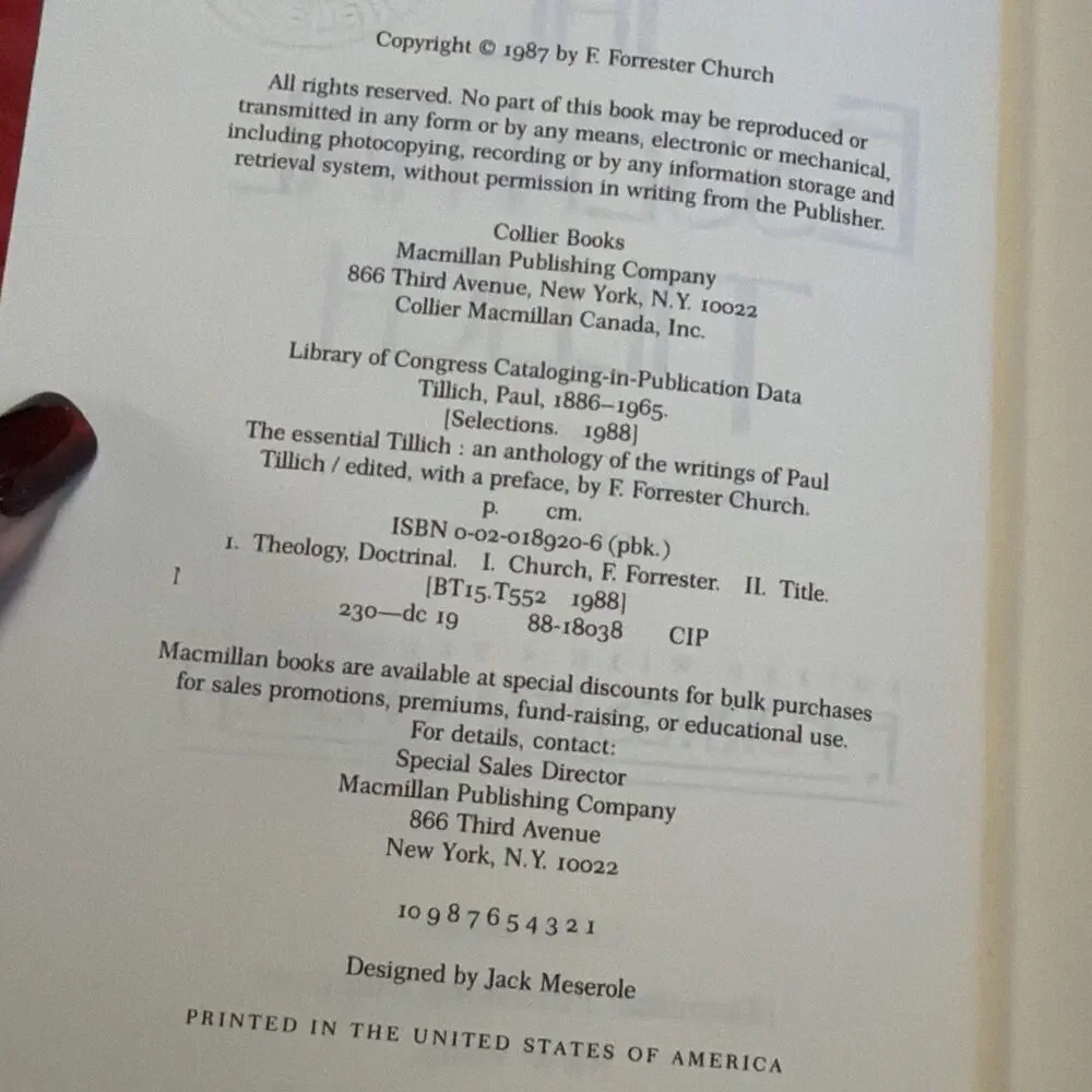 The Essential Tillich: An Anthology of the‎ Writings of Paul Tillich